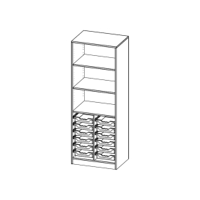 ErgoTray Regal, zweireihig, 5 Ordnerhöhen - B/H/T: 70.3x190x50 cm