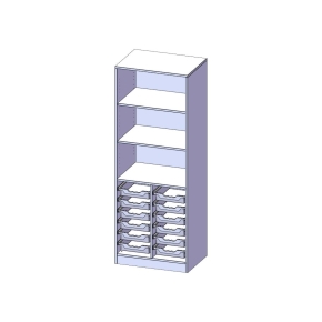 ErgoTray Regal, zweireihig, 5 Ordnerhöhen - B/H/T: 70.3x190x50 cm