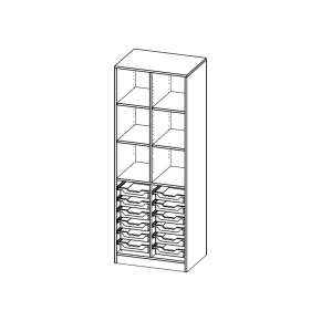 ErgoTray Regal, zweireihig, 5 Ordnerhöhen - B/H/T: 70.3x190x50 cm