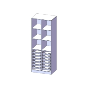ErgoTray Regal, zweireihig, 5 Ordnerhöhen - B/H/T: 70.3x190x50 cm
