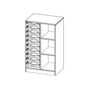 ErgoTray Regal, zweireihig, 3 Ordnerhöhen - B/H/T: 70.3x118x50 cm