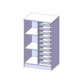 ErgoTray Regal, zweireihig, 3 Ordnerhöhen - B/H/T: 70.3x118x50 cm