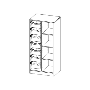 ErgoTray Regal, zweireihig, 4 Ordnerhöhen - B/H/T: 70.3x154x50 cm