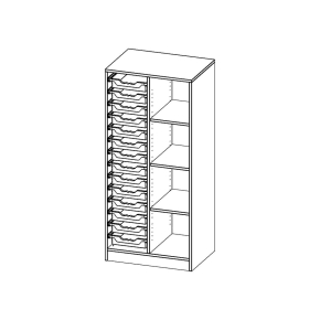 ErgoTray Regal, zweireihig, 4 Ordnerhöhen - B/H/T: 70.3x154x50 cm