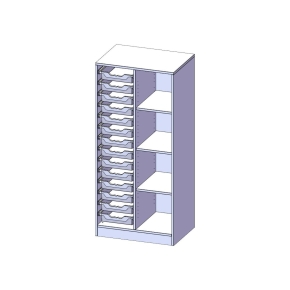 ErgoTray Regal, zweireihig, 4 Ordnerhöhen - B/H/T: 70.3x154x50 cm