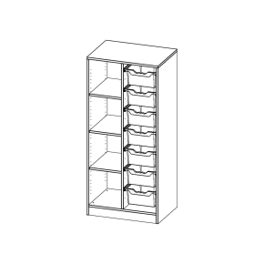 ErgoTray Regal, zweireihig, 4 Ordnerhöhen - B/H/T: 70.3x154x50 cm