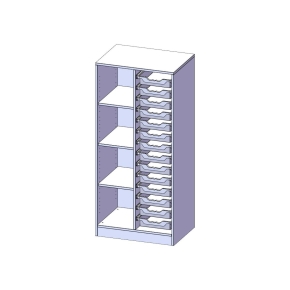ErgoTray Regal, zweireihig, 4 Ordnerhöhen - B/H/T: 70.3x154x50 cm