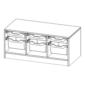 ErgoTray Regal, dreireihig, 1 Ordnerhöhe - B/H/T: 104.5x46x50 cm