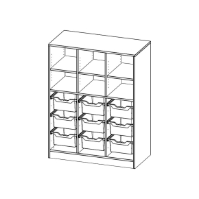 ErgoTray Regal, dreireihig, 3,5 Ordnerhöhen - B/H/T: 104.5x136x50 cm