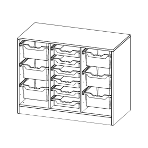 ErgoTray Regal, dreireihig, 2 Ordnerhöhen - B/H/T: 104.5x82x50 cm