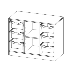 ErgoTray Regal, dreireihig, 2 Ordnerhöhen - B/H/T: 104.5x82x50 cm