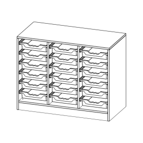 ErgoTray Regal, dreireihig, 2 Ordnerhöhen - B/H/T: 104.5x82x50 cm