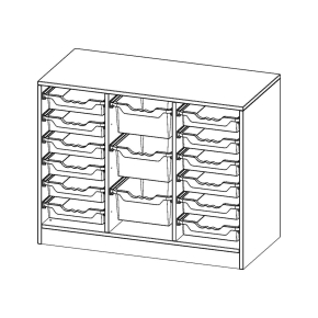 ErgoTray Regal, dreireihig, 2 Ordnerhöhen - B/H/T: 104.5x82x50 cm