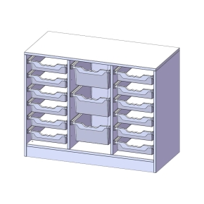 ErgoTray Regal, dreireihig, 2 Ordnerhöhen - B/H/T: 104.5x82x50 cm