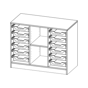 ErgoTray Regal, dreireihig, 2 Ordnerhöhen - B/H/T: 104.5x82x50 cm