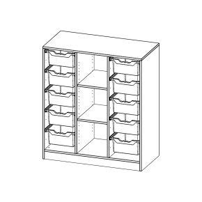 ErgoTray Regal, dreireihig, 3 Ordnerhöhen - B/H/T: 104.5x118x50 cm