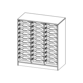 ErgoTray Regal, dreireihig, 3 Ordnerhöhen - B/H/T: 104.5x118x50 cm