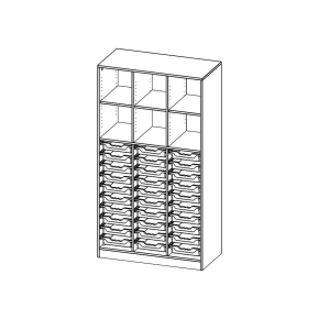 ErgoTray Regal, dreireihig, 5 Ordnerhöhen - B/H/T: 104.5x190x50 cm