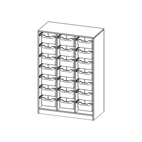ErgoTray Regal, dreireihig, 4 Ordnerhöhen - B/H/T: 104.5x154x50 cm