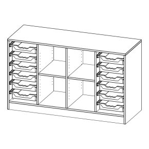 ErgoTray Regal, vierreihig, 2 Ordnerhöhen - B/H/T: 138.7x82x50 cm