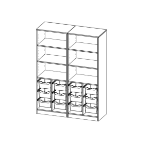 ErgoTray Regal, vierreihig, 5 Ordnerhöhen - B/H/T: 140.6x190x50 cm