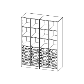 ErgoTray Regal, vierreihig, 5 Ordnerhöhen - B/H/T: 140.6x190x50 cm