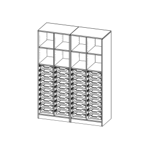 ErgoTray Regal, vierreihig, 5 Ordnerhöhen - B/H/T: 140.6x190x50 cm