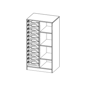 ErgoTray Regal, zweireihig, 3,5 Ordnerhöhen - B/H/T: 70.3x136x50 cm