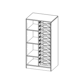 ErgoTray Regal, zweireihig, 3,5 Ordnerhöhen - B/H/T: 70.3x136x50 cm