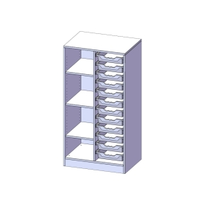 ErgoTray Regal, zweireihig, 3,5 Ordnerhöhen - B/H/T: 70.3x136x50 cm