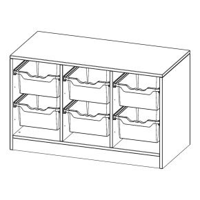 ErgoTray Regal, dreireihig, 1,5 Ordnerhöhen - B/H/T: 104.5x64x50 cm