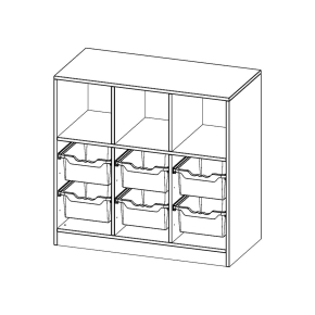 ErgoTray Regal, dreireihig, 2,5 Ordnerhöhen - B/H/T: 104.5x100x50 cm