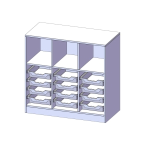 ErgoTray Regal, dreireihig, 2,5 Ordnerhöhen - B/H/T: 104.5x100x50 cm