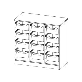 ErgoTray Regal, dreireihig, 2,5 Ordnerhöhen - B/H/T: 104.5x100x50 cm