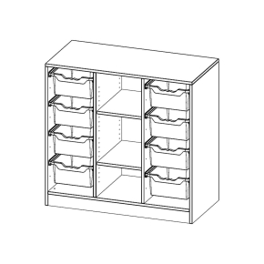 ErgoTray Regal, dreireihig, 2,5 Ordnerhöhen - B/H/T: 104.5x100x50 cm