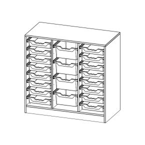 ErgoTray Regal, dreireihig, 2,5 Ordnerhöhen - B/H/T: 104.5x100x50 cm