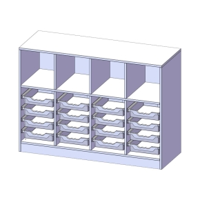 ErgoTray Regal, vierreihig, 2,5 Ordnerhöhen - B/H/T: 138.7x100x50 cm