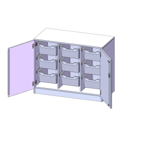 ErgoTray Schrank, dreireihig, 2 Ordnerhöhen - B/H/T: 104.5x82x50 cm