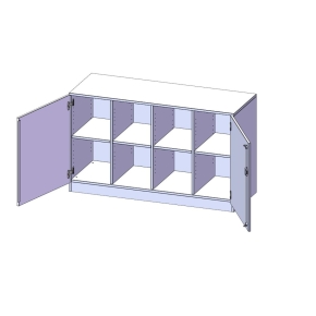 ErgoTray Schrank, vierreihig, 2 Ordnerhöhen - B/H/T: 138.7x82x50 cm