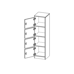 Schließfachschrank, 4 Ordnerhöhen - B/H/T: 40.5x154x40 cm