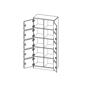 Schließfachschrank, 5 Ordnerhöhen - B/H/T: 82x190x40 cm