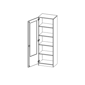 Schrank mit veglasten Türen, 5 Ordnerhöhen, Türanschlag links - B/H/T: 60x190x40 cm