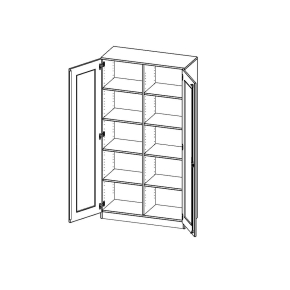 Schrank mit verglasten Türen, 5 Ordnerhöhen - B/H/T: 100x190x40 cm
