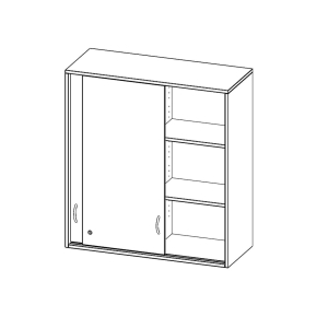 Aufsatz mit Schiebetüren, 3 Ordnerhöhen - B/H/T: 100x108x40 cm