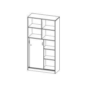 Kombischrank, 5 Ordnerhöhen, Schiebetüren unten (3 OH), oben 2 offene Fächer - B/H/T: 100x190x40 cm
