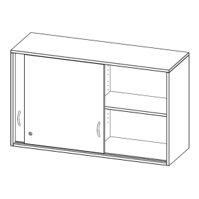 Aufsatz mit Schiebetüren, 2 Ordnerhöhen - B/H/T: 120x72x40 cm