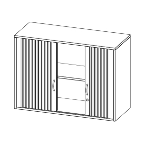 Aufsatzschrank mit Rollo, 2 Ordnerhöhen - B/H/T: 100x72x40 cm