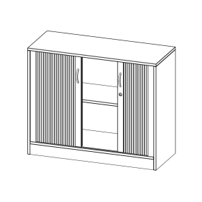 Schrank mit Rollo, 2 Ordnerhöhen - B/H/T: 100x82x40 cm