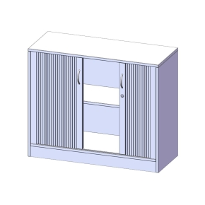 Schrank mit Rollo, 2 Ordnerhöhen - B/H/T: 100x82x40 cm