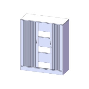 Schrank mit Rollo, 3 Ordnerhöhen - B/H/T: 100x118x40 cm